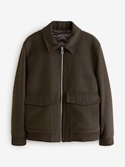 Brown Zip Through Padded Jacket with Wool - Image 5 of 8