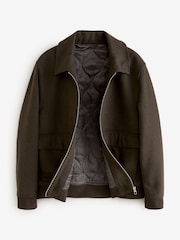 Brown Zip Through Padded Jacket with Wool - Image 6 of 8