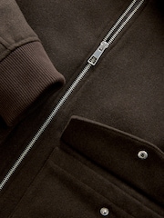 Brown Zip Through Padded Jacket with Wool - Image 8 of 8