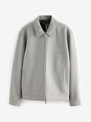 Light Grey Soft Touch Padded Harrington Jacket with Wool - Image 6 of 9