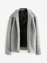 Light Grey Soft Touch Padded Harrington Jacket with Wool - Image 7 of 9