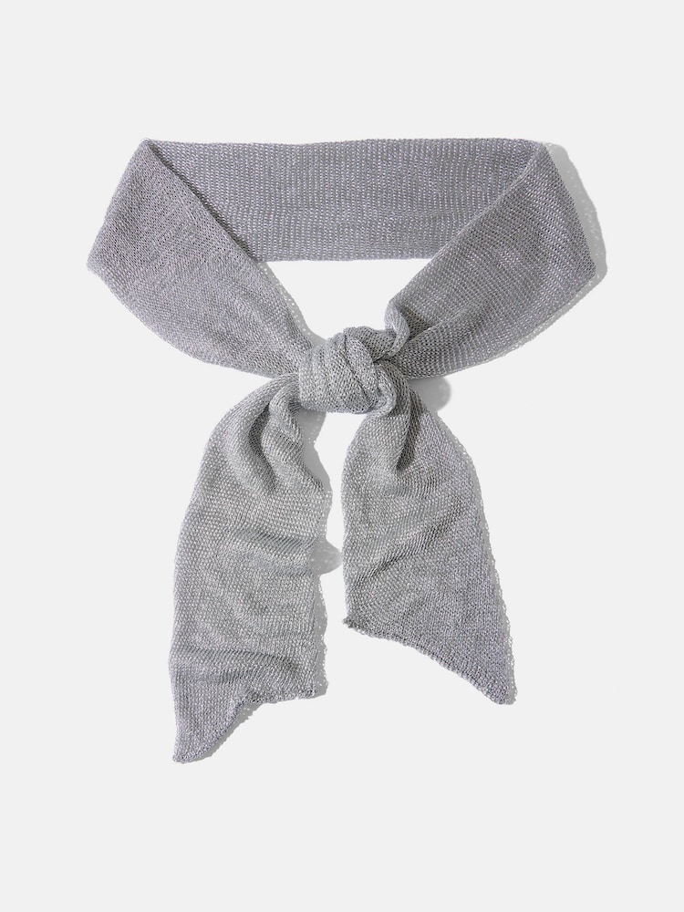 Mint Velvet Silver Metallic Skinny Knit Scarf - Image 1 of 3 Mint Velvet Silver Metallic Skinny Knit Scarf - Image 1 of 3
