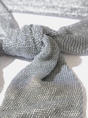Mint Velvet Silver Metallic Skinny Knit Scarf - Image 3 of 3
