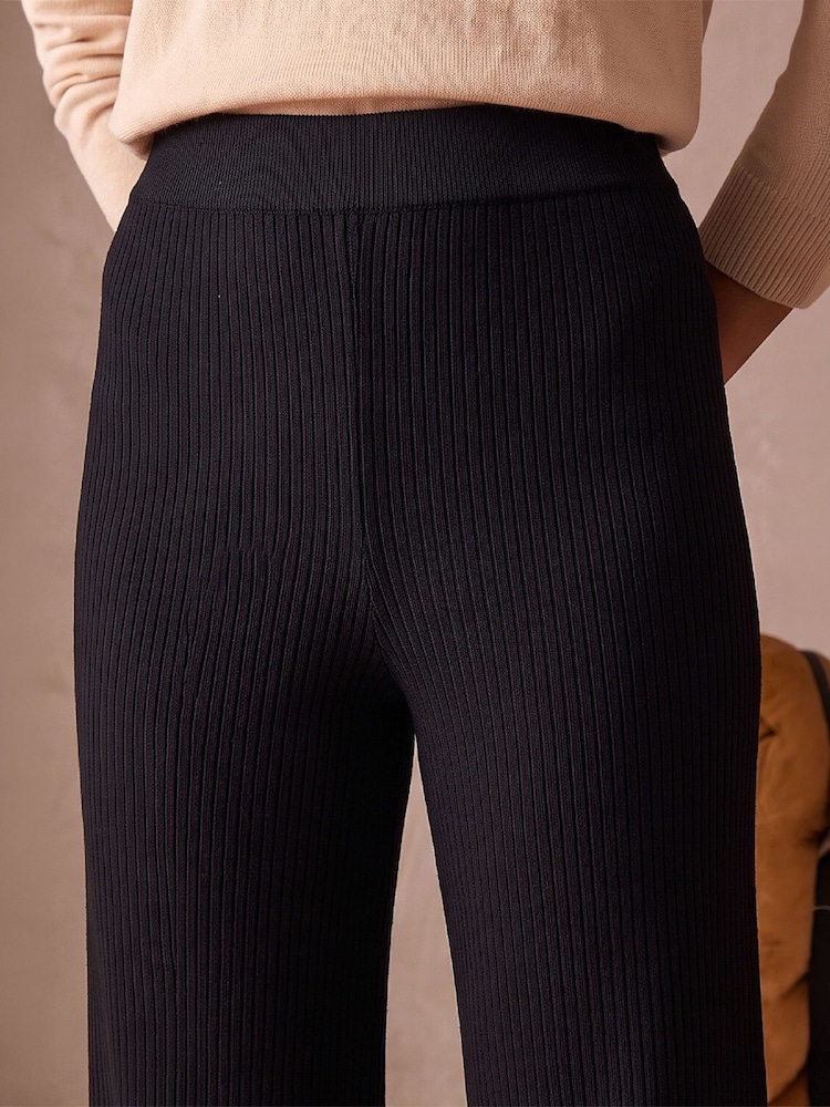 Roman Black Rib Knitted Trousers - Image 4 of 4 Roman Black Rib Knitted Trousers - Image 4 of 4