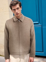 Neutral Soft Touch Padded Harrington Jacket with Wool - Image 1 of 5