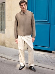 Neutral Soft Touch Padded Harrington Jacket with Wool - Image 2 of 5