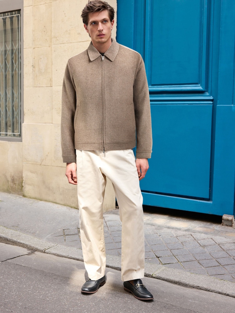 Neutral Soft Touch Padded Harrington Jacket with Wool - Image 2 of 5