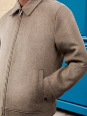 Neutral Soft Touch Padded Harrington Jacket with Wool - Image 4 of 5