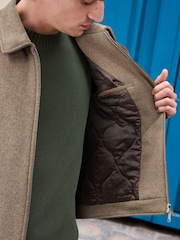 Neutral Soft Touch Padded Harrington Jacket with Wool - Image 5 of 5