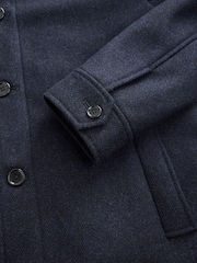 Navy Blue Mock Gilet Herringbone Padded Jacket with Wool - Image 15 of 15