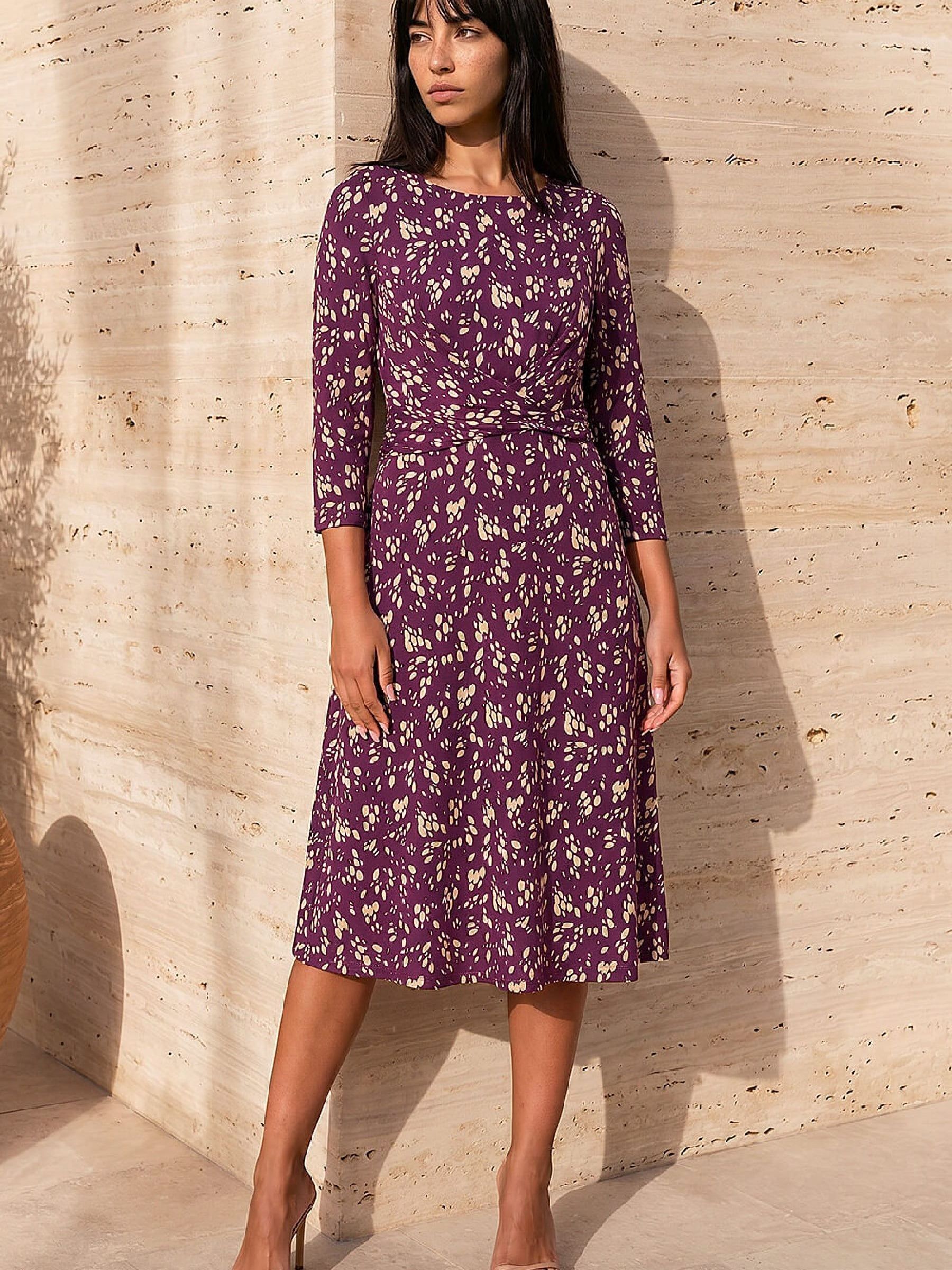 Roman Women's Petite Twist Front Dress in Wine | Size: 18 - Image 6