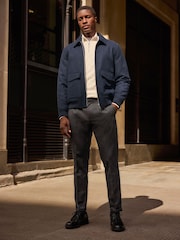 Navy Blue Zip Through Padded Jacket with Wool - Image 2 of 9