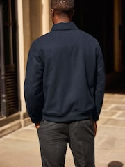 Navy Blue Zip Through Padded Jacket with Wool - Image 3 of 9
