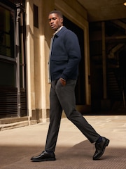 Navy Blue Zip Through Padded Jacket with Wool - Image 4 of 9