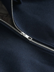 Navy Blue Zip Through Padded Jacket with Wool - Image 9 of 9