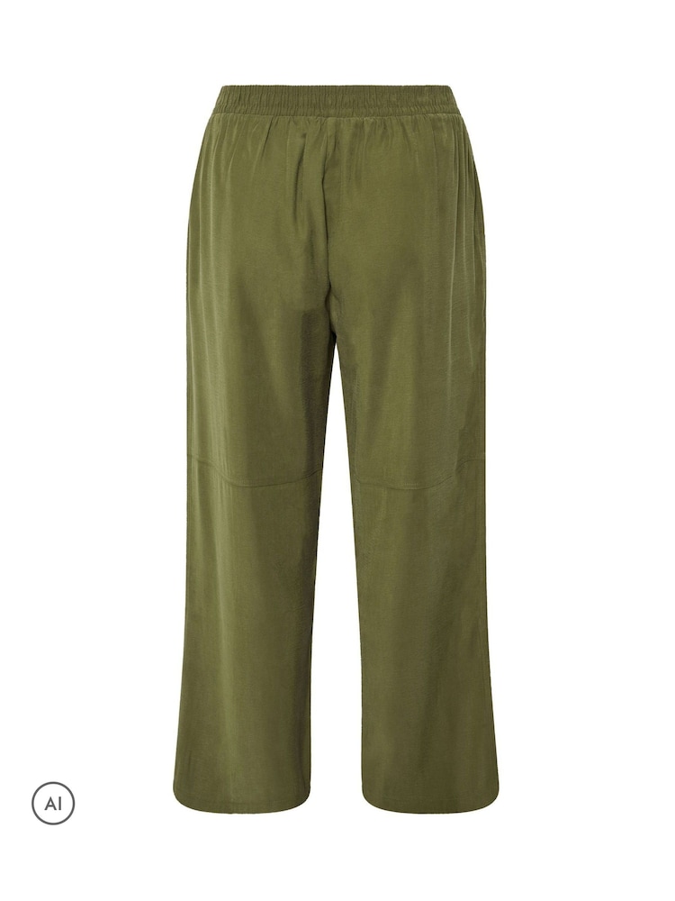 Yours Curve Green Wide Leg Twill Trousers - Image 2 of 2 Yours Curve Green Wide Leg Twill Trousers - Image 2 of 2