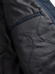 Navy Blue Button Through Wool Rich Boucle Textured Padded Jacket - Image 11 of 12