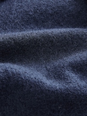 Navy Blue Button Through Wool Rich Boucle Textured Padded Jacket - Image 12 of 12