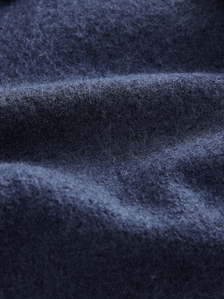 Navy Blue Button Through Wool Rich Boucle Textured Padded Jacket - Image 12 of 12