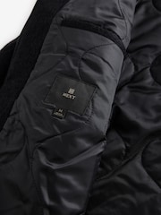 Black Zip Wool Rich Boucle Textured Padded Jacket - Image 10 of 12
