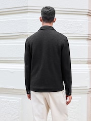 Black Zip Wool Rich Boucle Textured Padded Jacket - Image 2 of 12