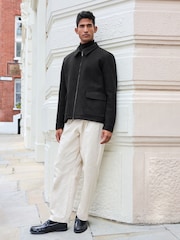 Black Zip Wool Rich Boucle Textured Padded Jacket - Image 3 of 12