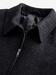 Black Zip Wool Rich Boucle Textured Padded Jacket - Image 7 of 12