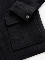 Black Zip Wool Rich Boucle Textured Padded Jacket - Image 8 of 12
