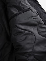 Black Zip Wool Rich Boucle Textured Padded Jacket - Image 9 of 12