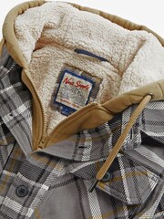 Grey Borg Lined Check Shacket with Hood - Image 7 of 9