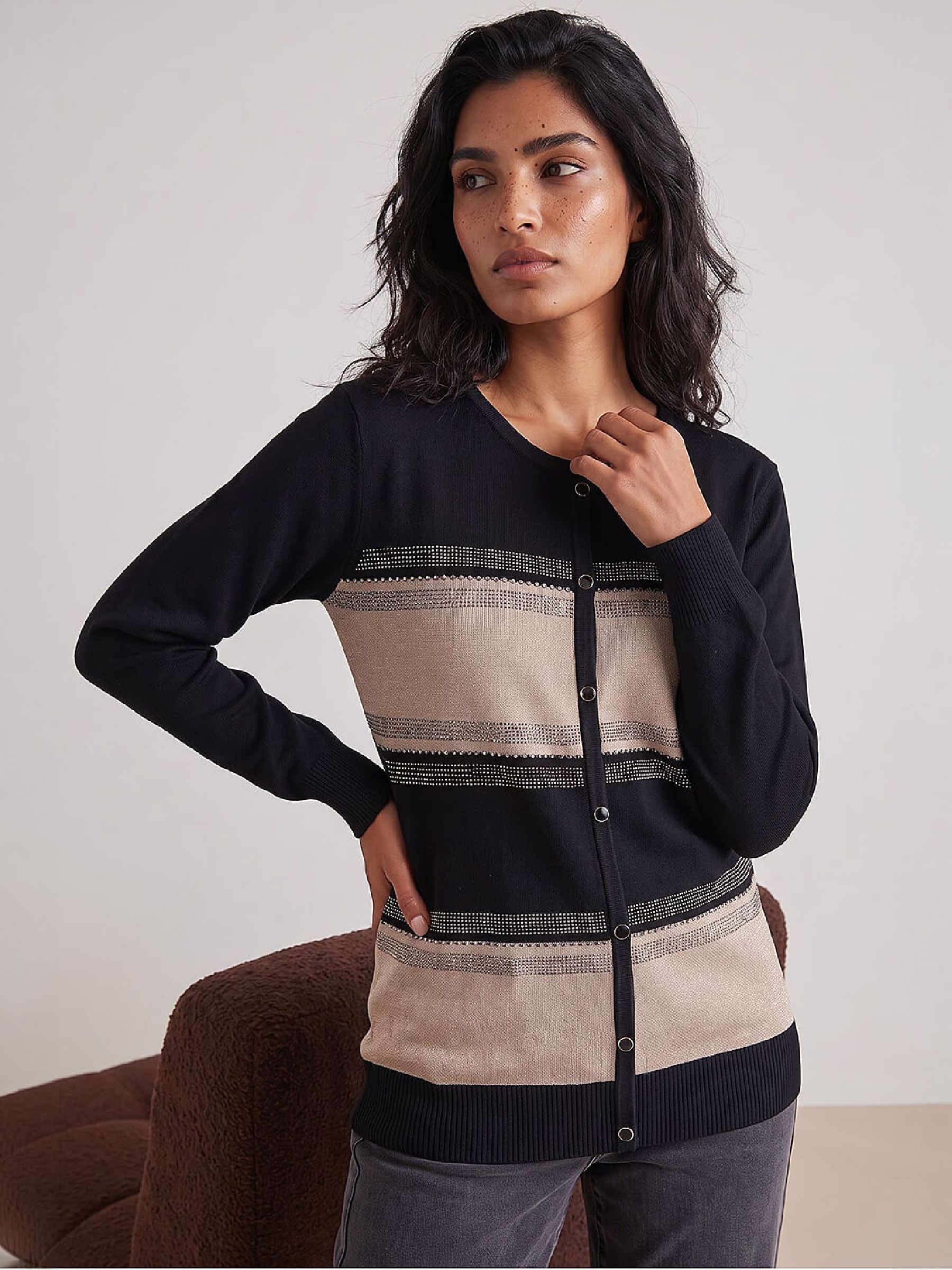 Roman Women's Black Sparkle Jumper - Image 1