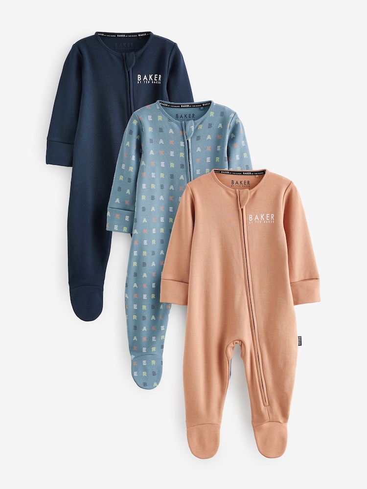 Baker by Ted Baker 100% Cotton Sleepsuit 3 Pack - Image 1 of 6