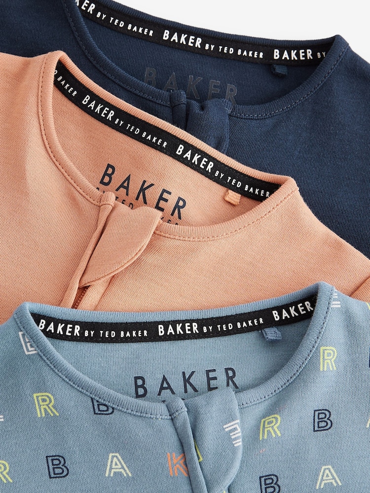 Baker by Ted Baker 100% Cotton Sleepsuit 3 Pack - Image 6 of 6