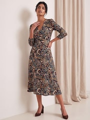 Roman Yellow Paisley Floral Midi Dress - Image 2 of 4