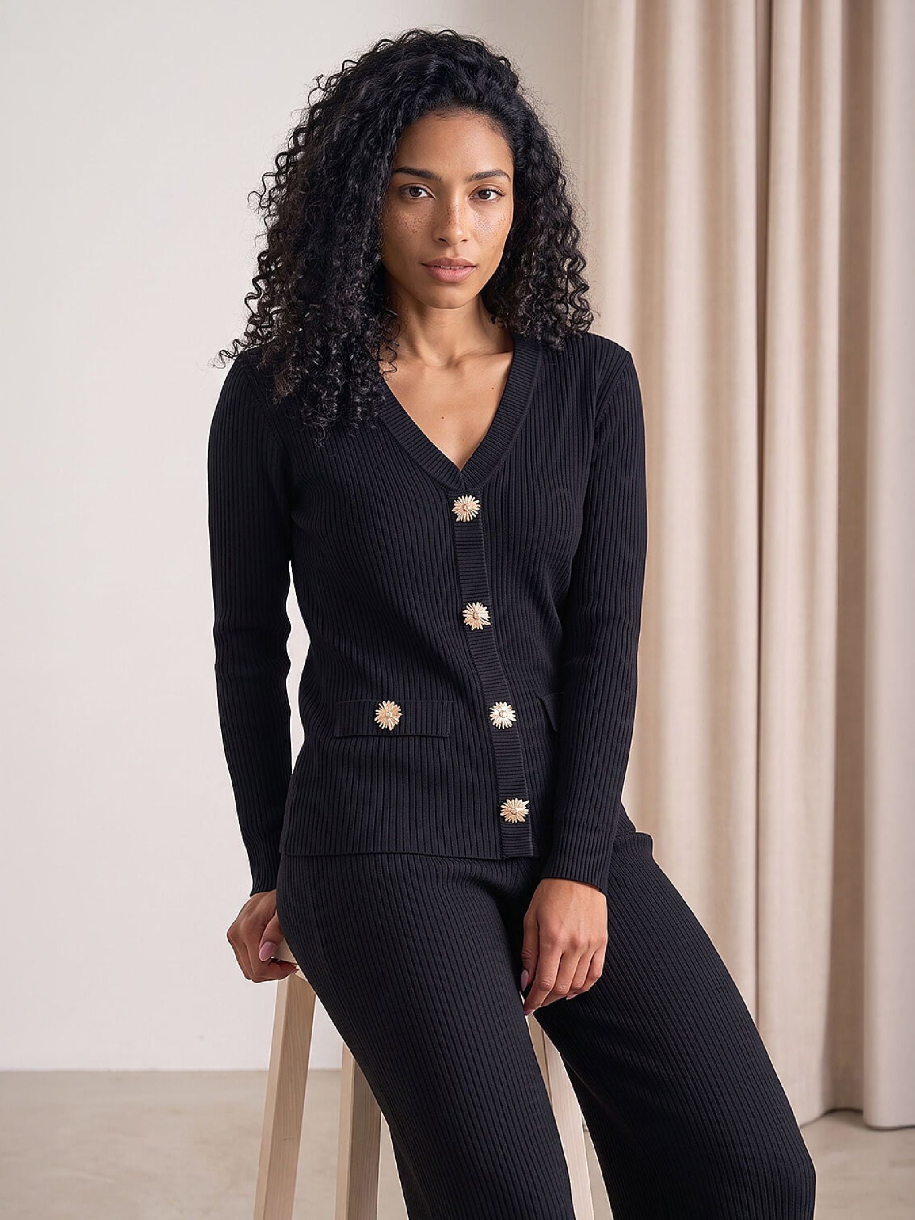 Roman Women's Black Button Detail Top In | Size: 10 - Image 2