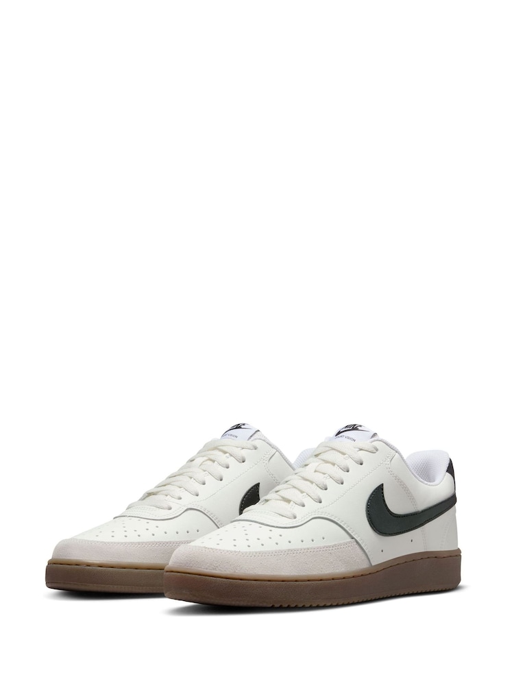 Nike Brown/White Court Vision Low Trainers - Image 5 of 10