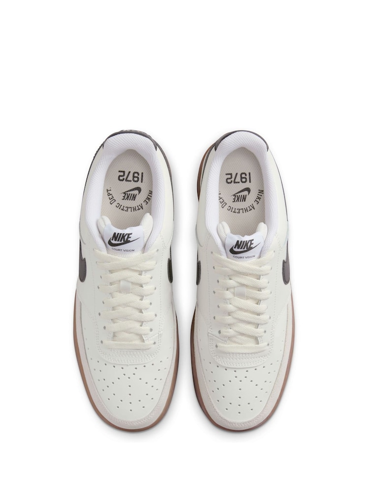 Nike Brown/White Court Vision Low Trainers - Image 7 of 10