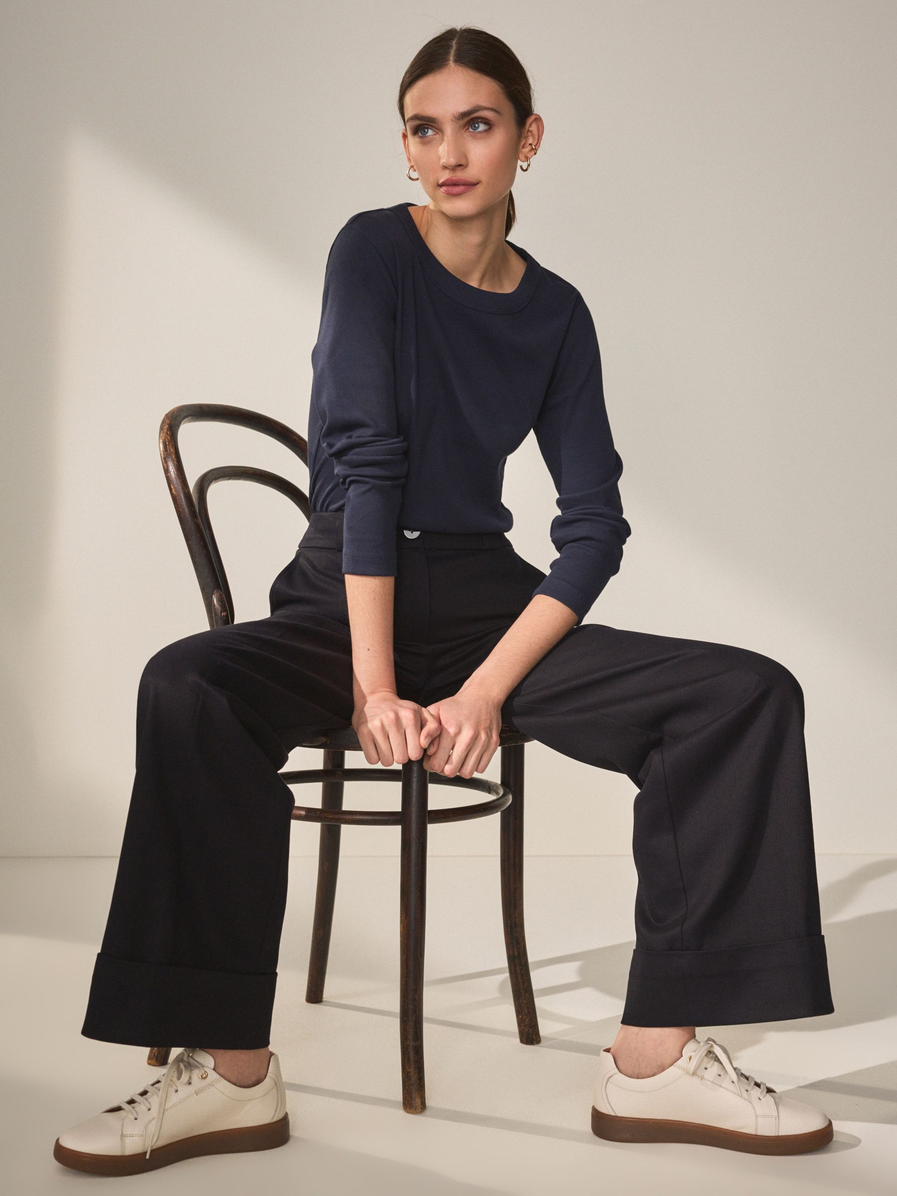 Buy Navy Premium Twill Wide Leg Utility Trousers from Next Buy Navy Premium Twill Wide Leg Utility Trousers from Next