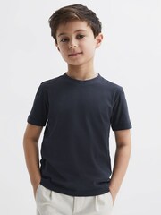 Reiss Airforce Blue Bless Senior Crew Neck T-Shirt - Image 1 of 8