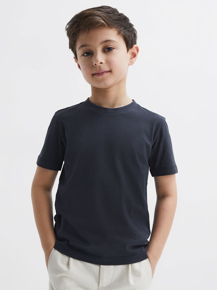 Reiss Airforce Blue Bless Senior Crew Neck T-Shirt - Image 1 of 8