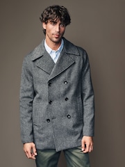 Charcoal Grey Soft Touch Peacoat with Wool - Image 1 of 11