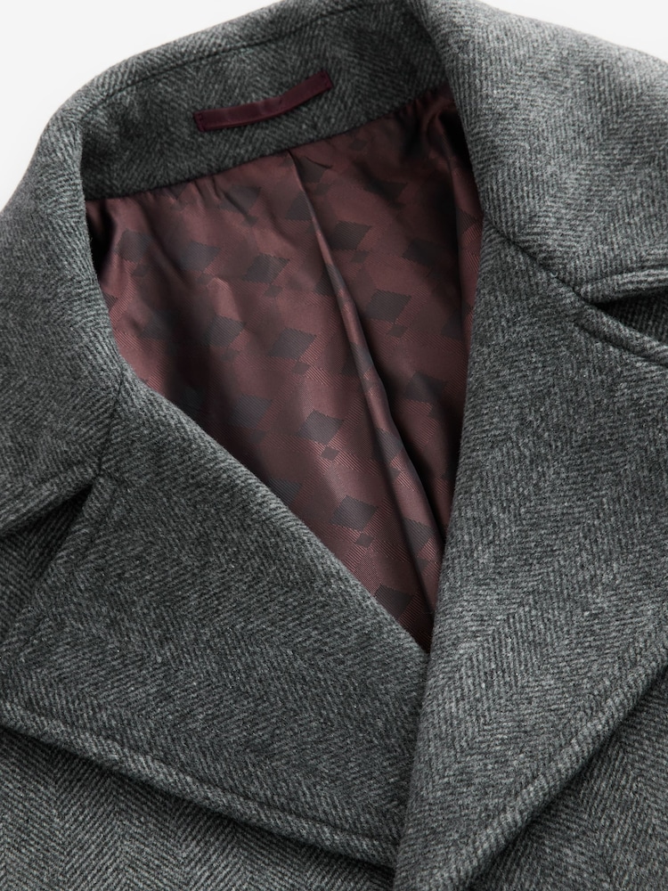 Charcoal Grey Soft Touch Peacoat with Wool - Image 11 of 11