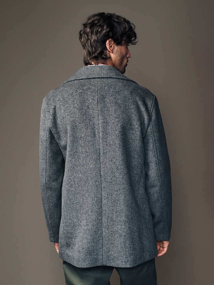 Charcoal Grey Soft Touch Peacoat with Wool - Image 2 of 11