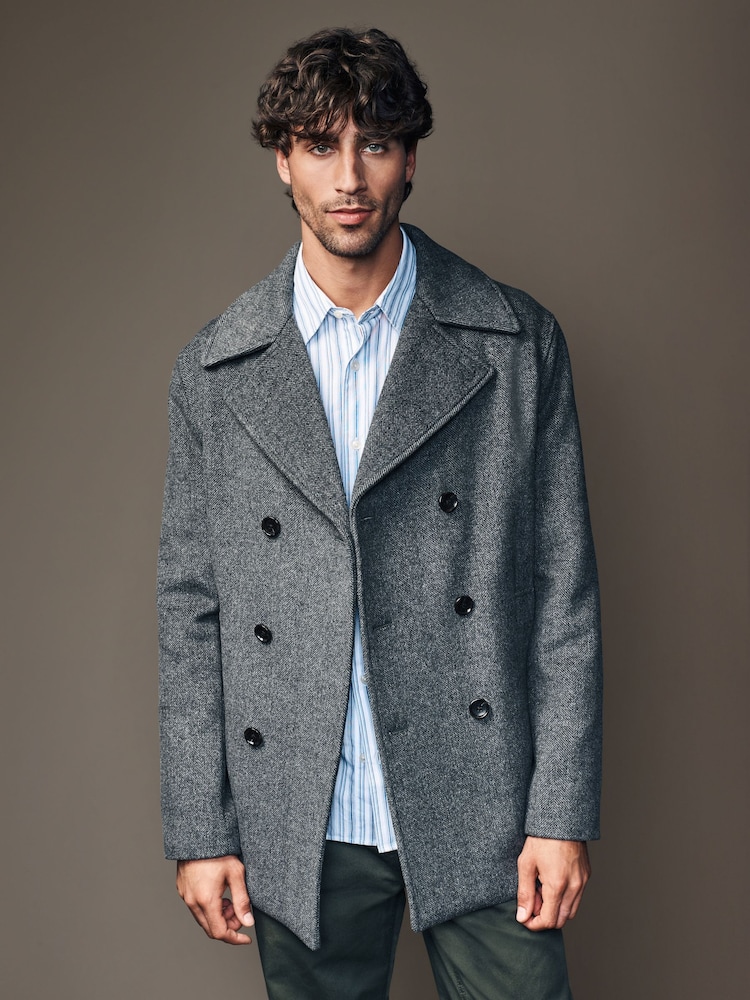 Gris de charbon de bois - Soft Touch Peacoat with Wool - Image 3 of 11