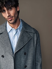 Charcoal Grey Soft Touch Peacoat with Wool - Image 4 of 11