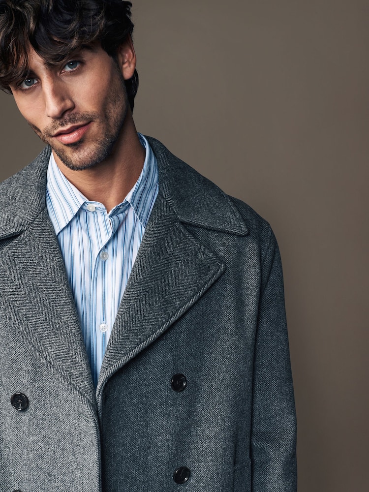 Gris de charbon de bois - Soft Touch Peacoat with Wool - Image 4 of 11