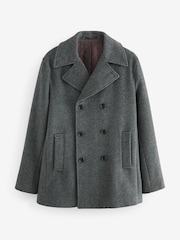 Charcoal Grey Soft Touch Peacoat with Wool - Image 7 of 11