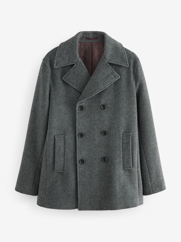 Gris de charbon de bois - Soft Touch Peacoat with Wool - Image 7 of 11