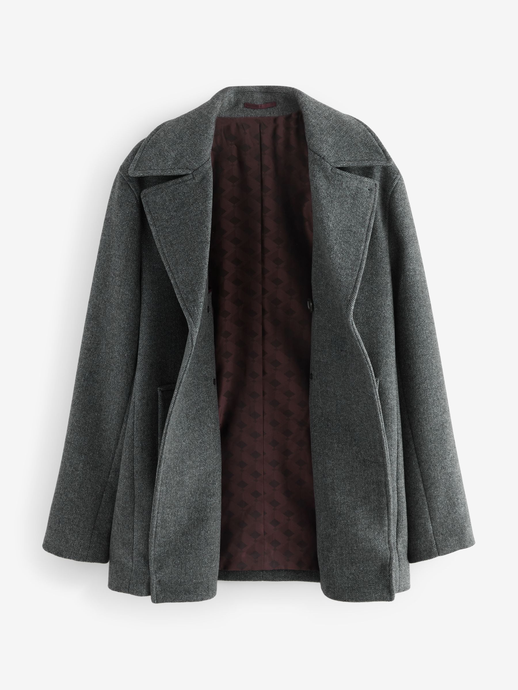 Buy Charcoal Grey Soft Touch Peacoat with Wool from Next USA
