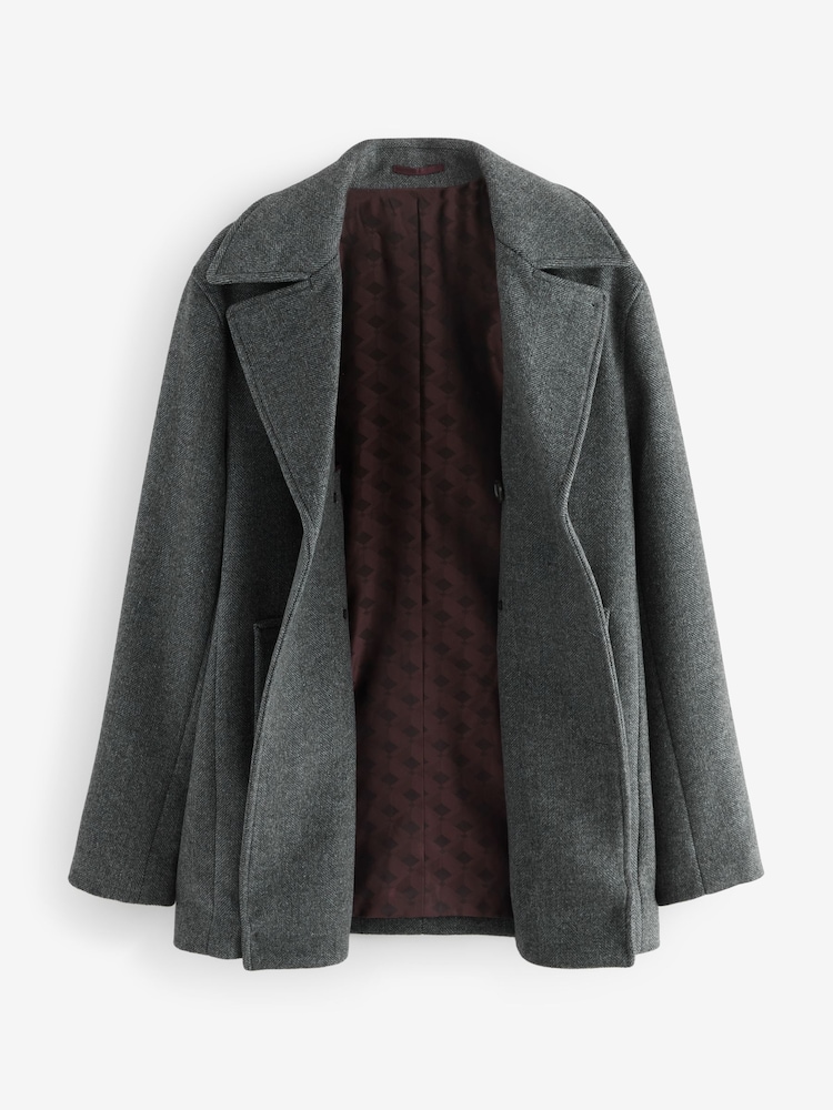 Gris de charbon de bois - Soft Touch Peacoat with Wool - Image 8 of 11